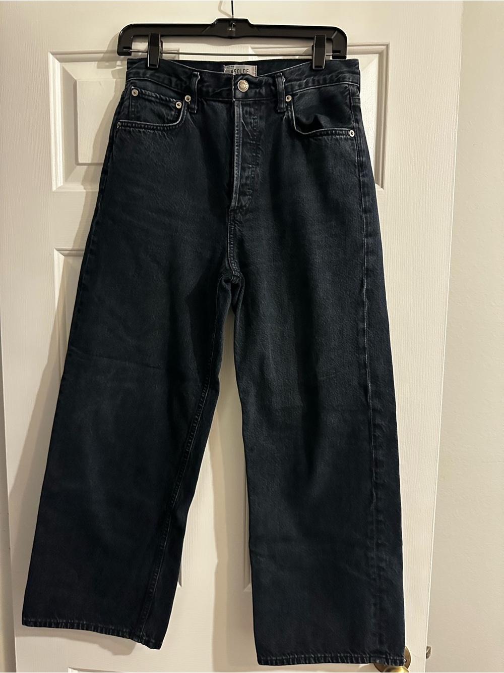 Agolde High-Rise Wide-Leg Jeans in Black Wash